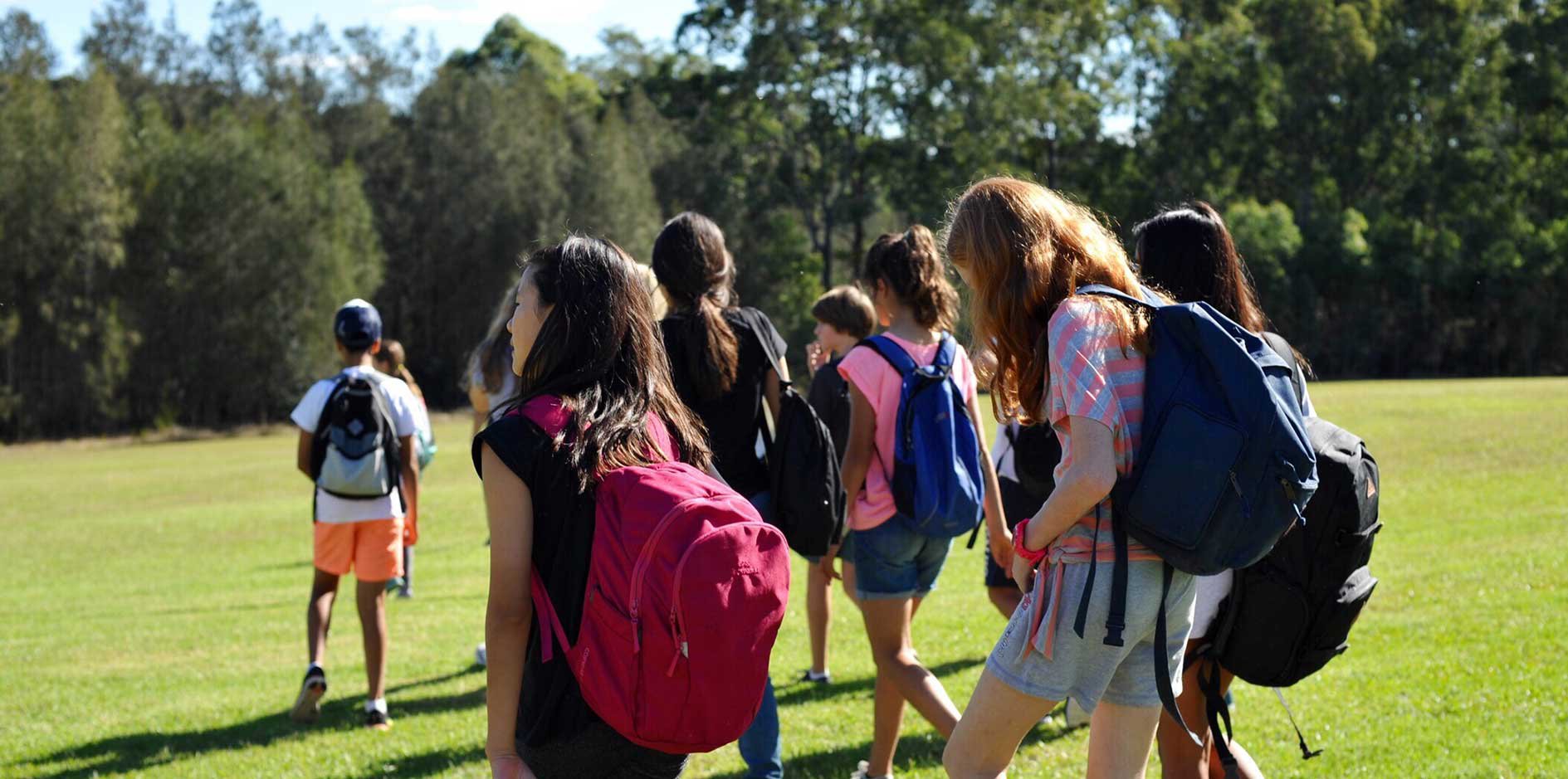 students in field